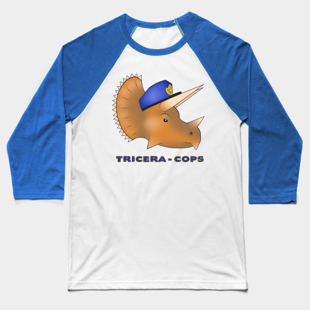 Triceracops Baseball T-Shirt by JessieiiiDesign